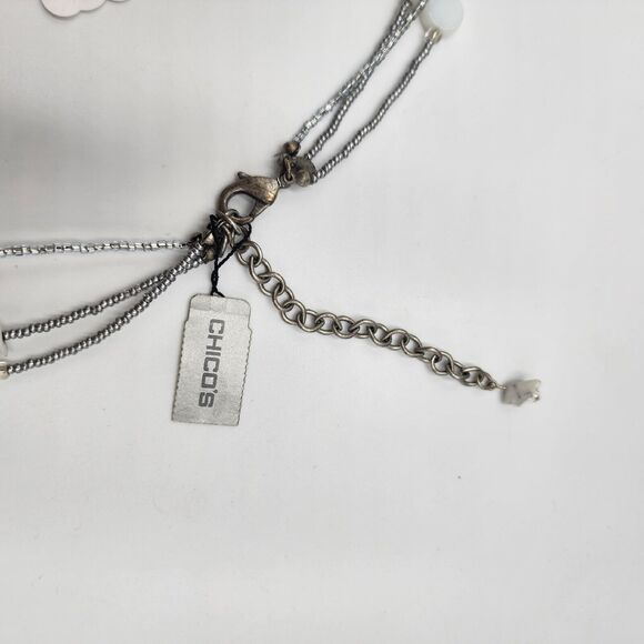 Chicos Layered Beaded White Mother Of Pearl Multi Strand Neacklace 26-34" Long - Picture 6 of 7